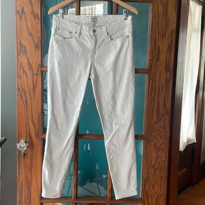 J. CREW Mid-Rise Toothpick Jeans Size 30 in Cream